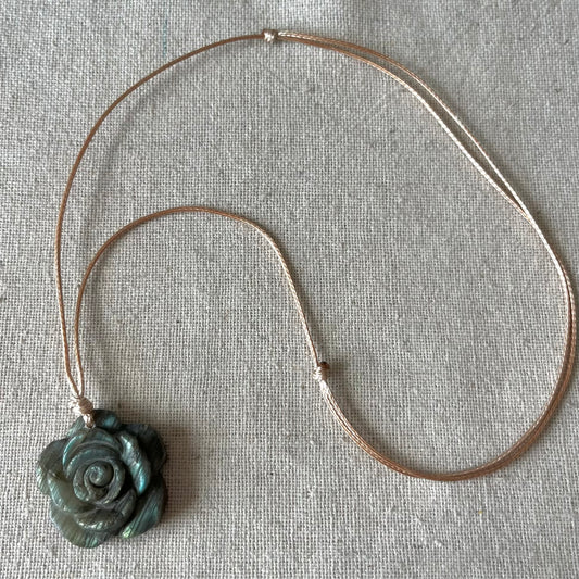 Labradorite Rose Pendant - ONE OF A KIND