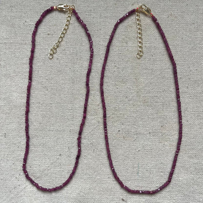 Ruby 2mm Facet Beaded Necklace - Passion