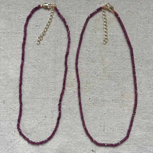 Ruby 2mm Facet Beaded Necklace - Passion
