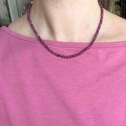 Ruby 4mm Facet Beaded Necklace - Passion