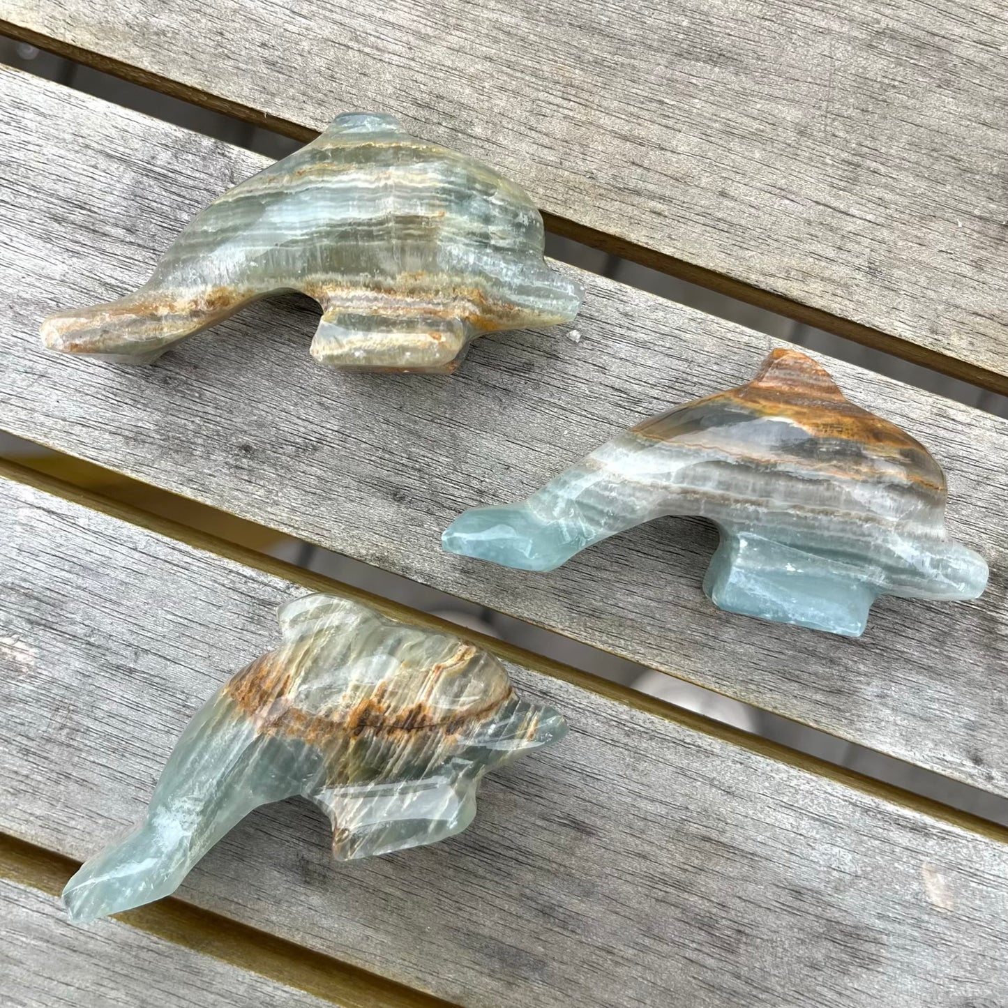 Blue Onyx Small Dolphin Crystal - Calm, Peace, Grounding