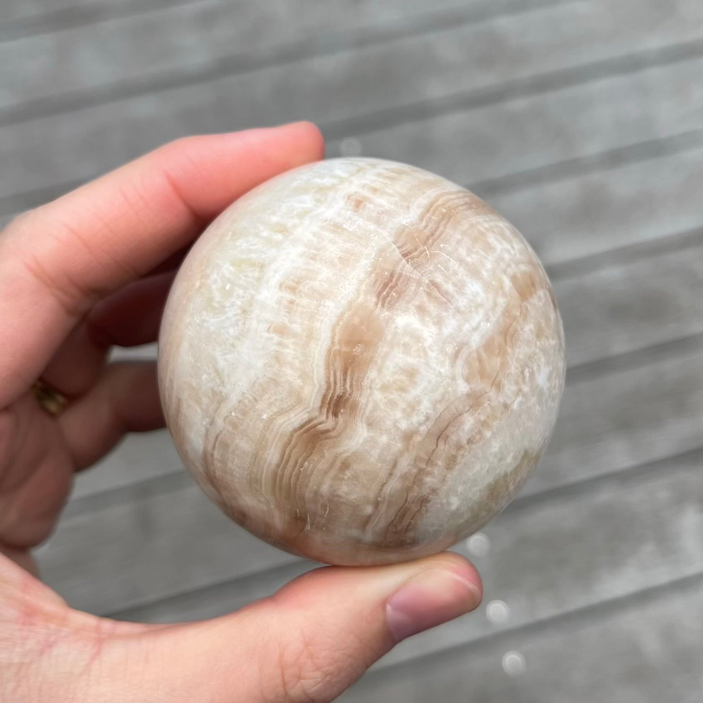 Amber Calcite Medium Sphere Crystal - Warm, Uplifting, Calming