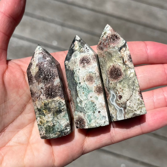 Green Blossom Agate Small Tower Crystal - Nurturing