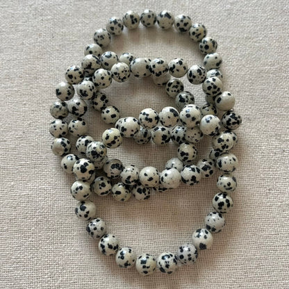 Dalmatian Jasper 8mm Beaded Bracelet - Playful