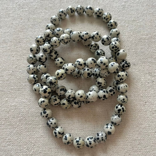 Dalmatian Jasper 8mm Beaded Bracelet - Playful