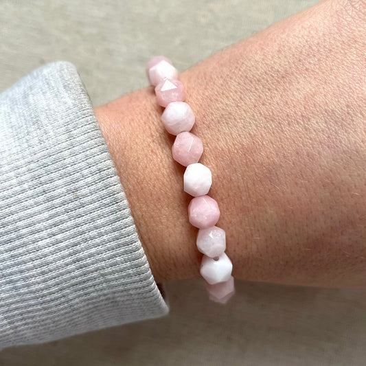 Pink Morganite 8mm Facet Beaded Bracelet - Compassion