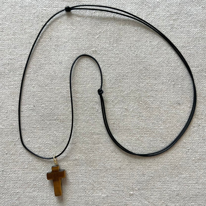 Faith & Protection Cross Pendant - Tiger Eye