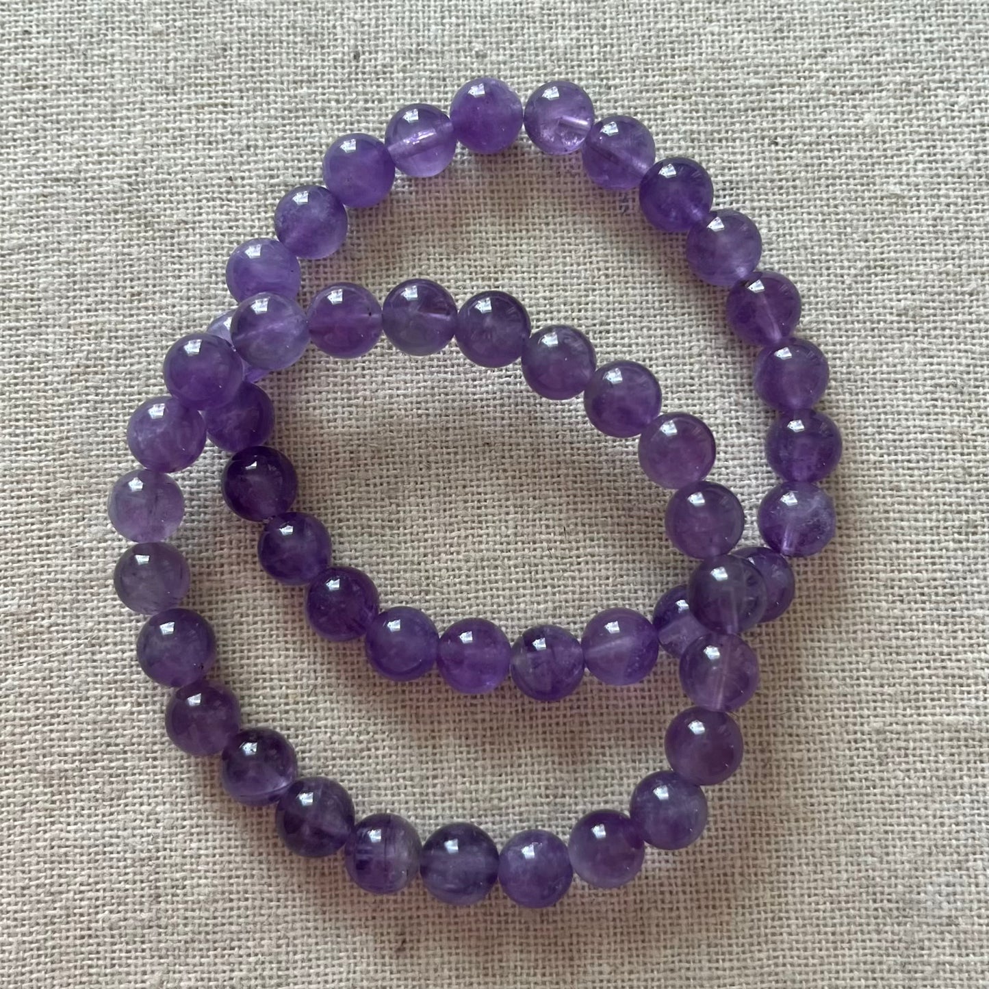 Amethyst 8mm Beaded Bracelet - Spiritual Protection
