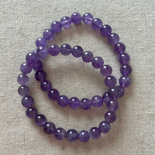 Amethyst 8mm Beaded Bracelet - Spiritual Protection