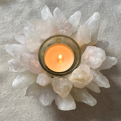 Quartz Flower Tea-light Holder - Master Healing, Positive Energy