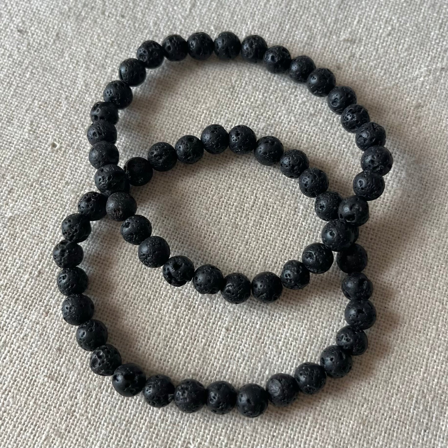 Black Lava Stone 6mm Beaded Bracelet - Strength