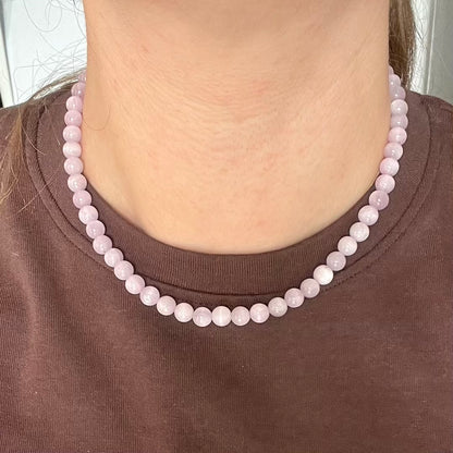 Kunzite 6mm Beaded Necklace - Emotional Healing