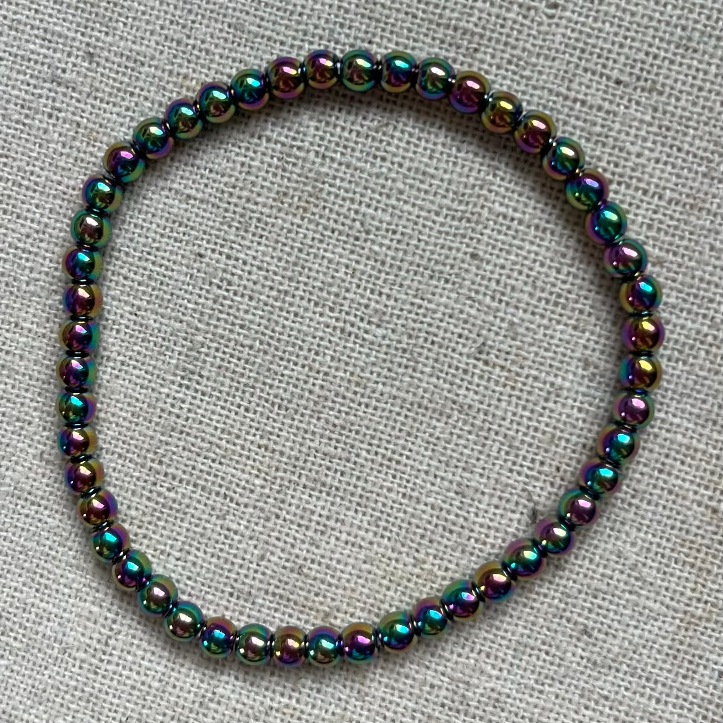 Rainbow Hematite 4mm Beaded Bracelet - Grounding