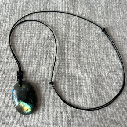 Labradorite Oval Small Pendant - ONE OF A KIND