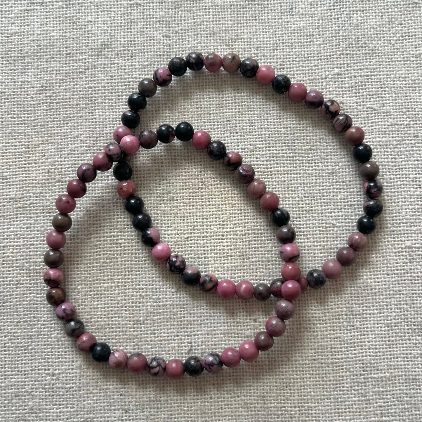 Black Veined Rhodonite 4mm Beaded Bracelet - Compassion