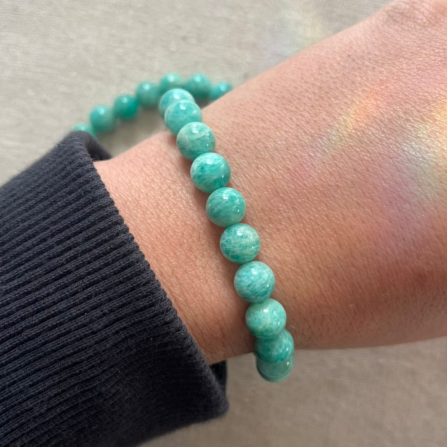 Peruvian Amazonite 8mm Beaded Bracelet - Peace
