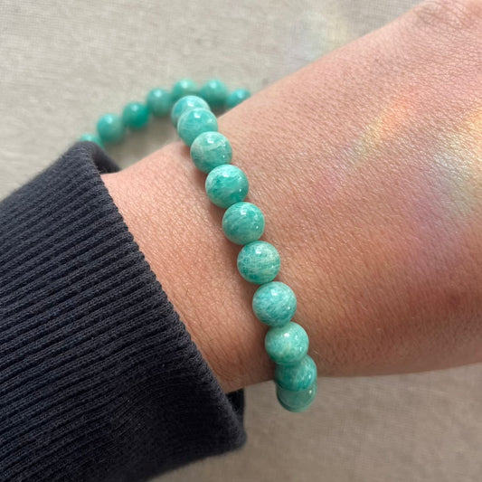 Peruvian Amazonite 8mm Beaded Bracelet - Peace