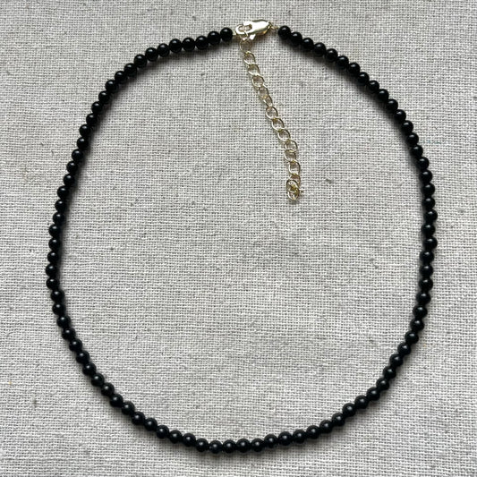 Obsidian 4mm Beaded Necklace - Protection