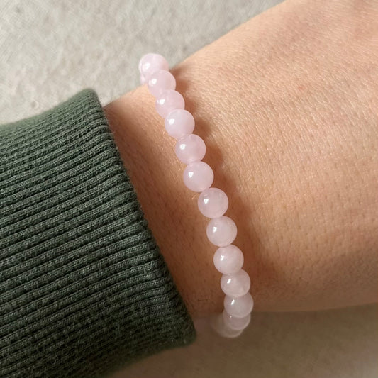 Rose Quartz 6mm Beaded Bracelet - Love