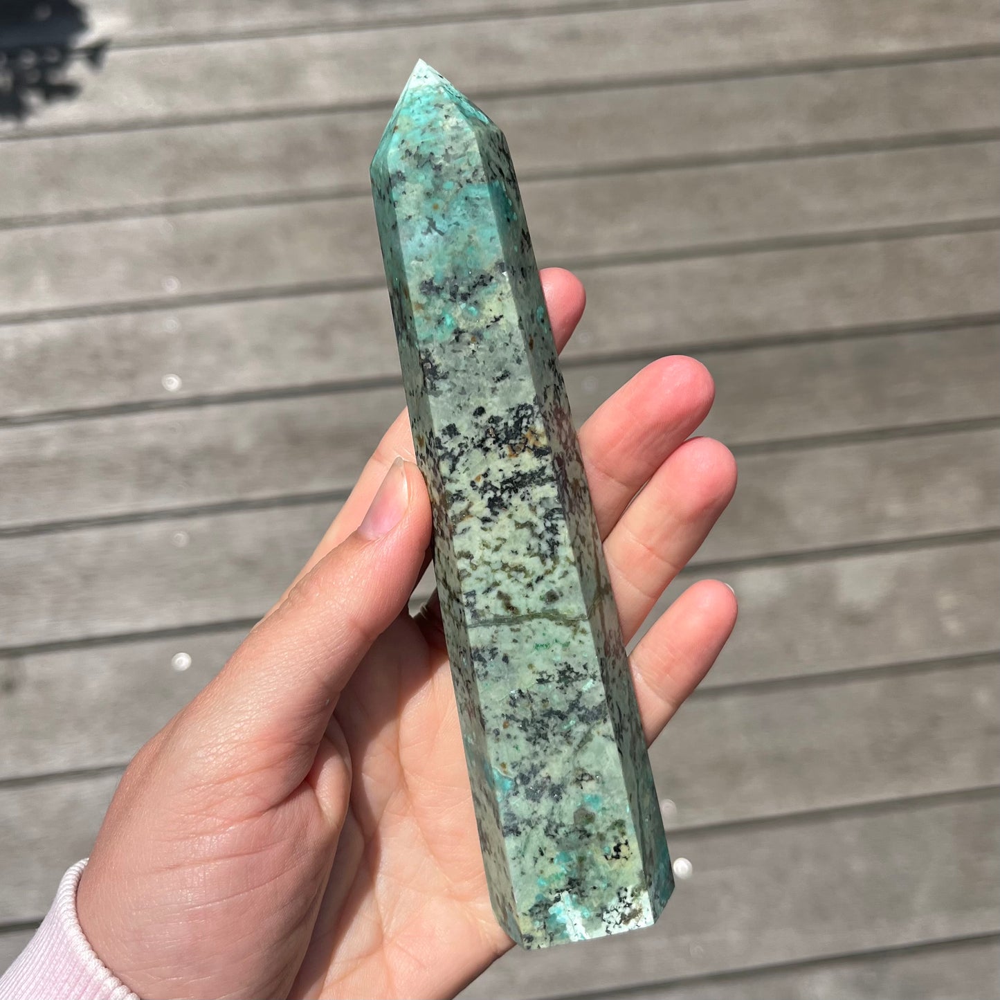 African Turquoise Large Tower Crystal - Protective, Mystical, Transformative