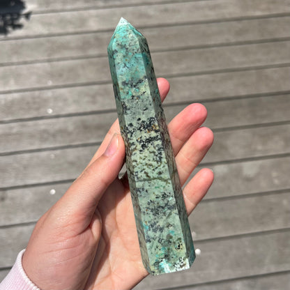 African Turquoise Large Tower Crystal - Protective, Mystical, Transformative