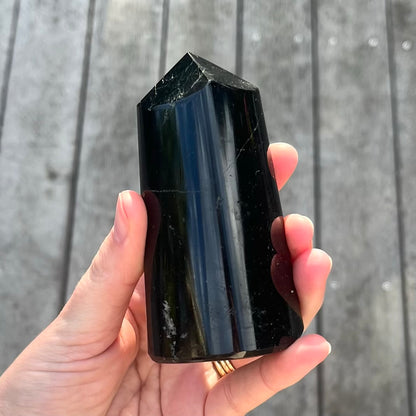 Black Tourmaline Tower Crystal - Protective, Grounding, Purifying
