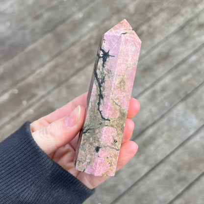 Rhodonite Point Crystal - Compassion, Love