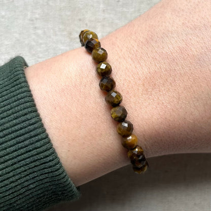 Tiger Eye 6mm Facet Beaded Bracelet - Balance