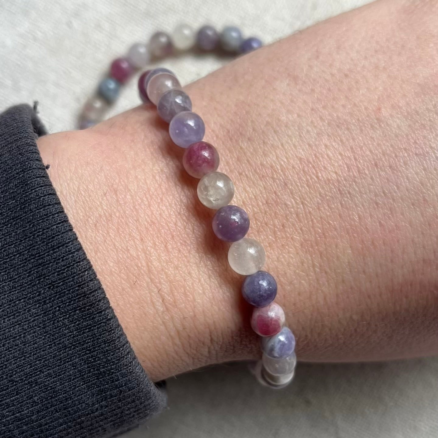 Unicorn Stone 6mm Beaded Bracelet - Heart Opening