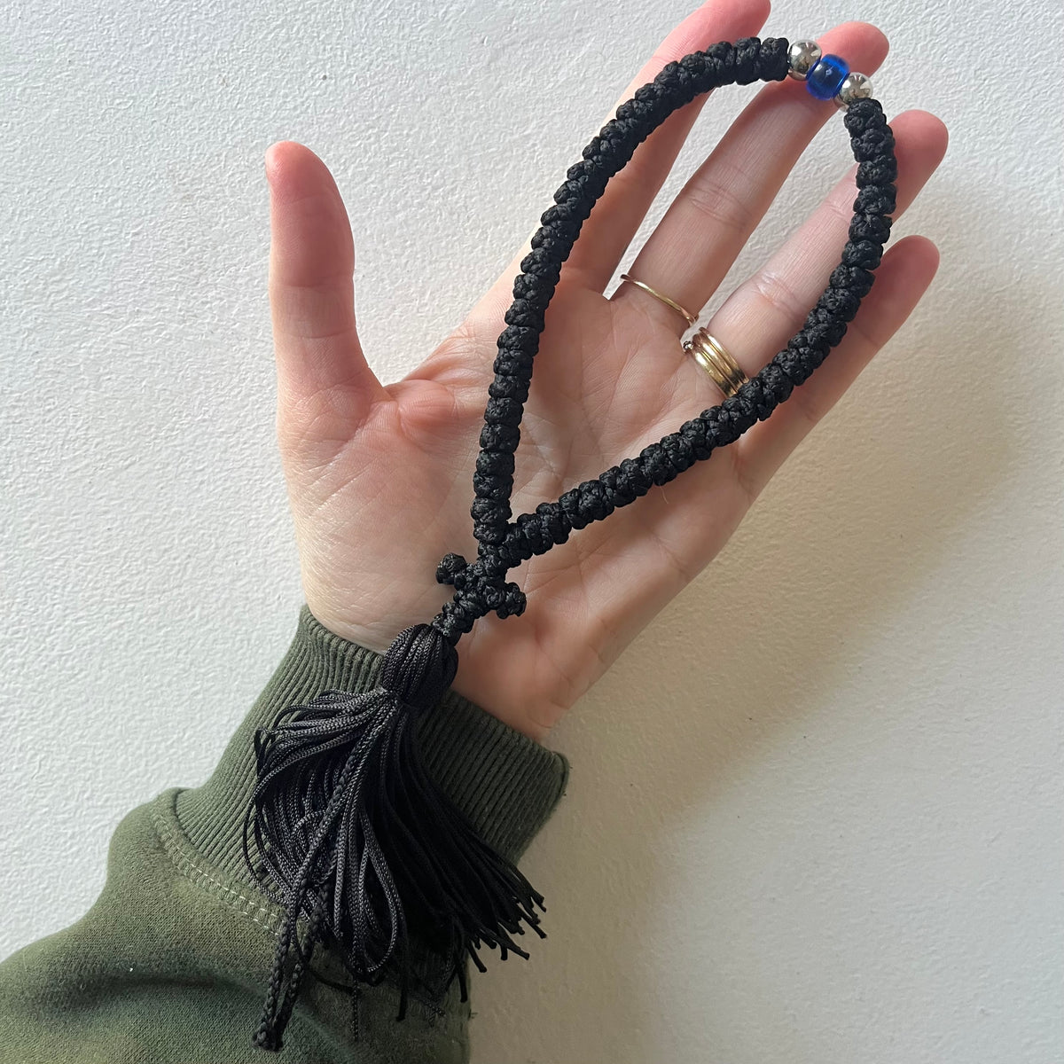 Handmade Orthodox prayer rope with decorative accent beads