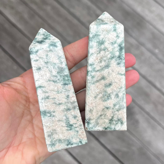 Tree Agate Medium Tower Crystal - Protection, Harmony