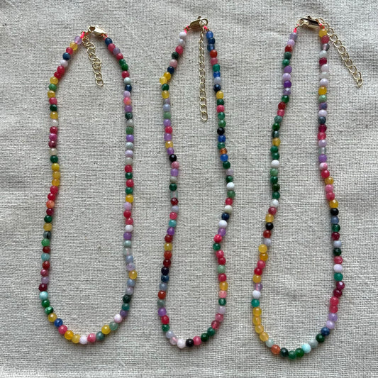 Coloured Agate 4mm Facet Beaded Necklace - Stability
