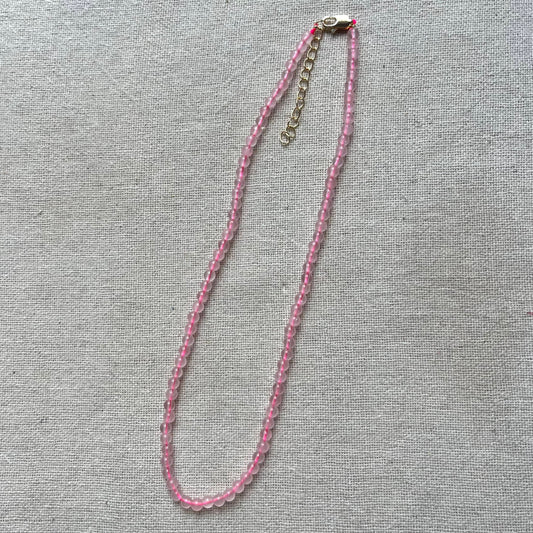 Rose Quartz 4mm Beaded Necklace - Love