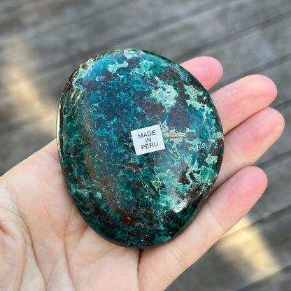 Chrysocolla Palm Stone Crystal - Emotional Healing, Inner Wisdom