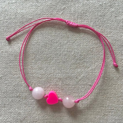 Heart Healing Cord Bracelet - Rose Quartz