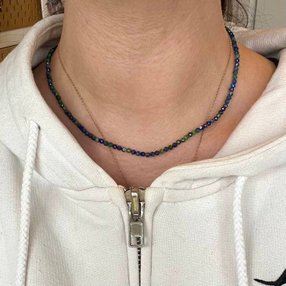 Malachite Lapis Facet Beaded Necklace