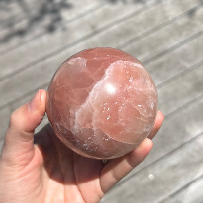 Rose Calcite Large Sphere Crystal - Nurturing, Calming, Heart-Healing