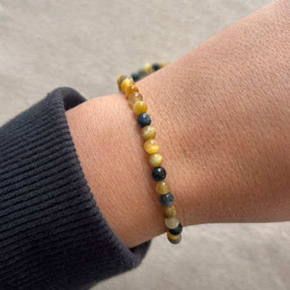 Blue Gold Tiger Eye 4mm Beaded Bracelet - Clarity