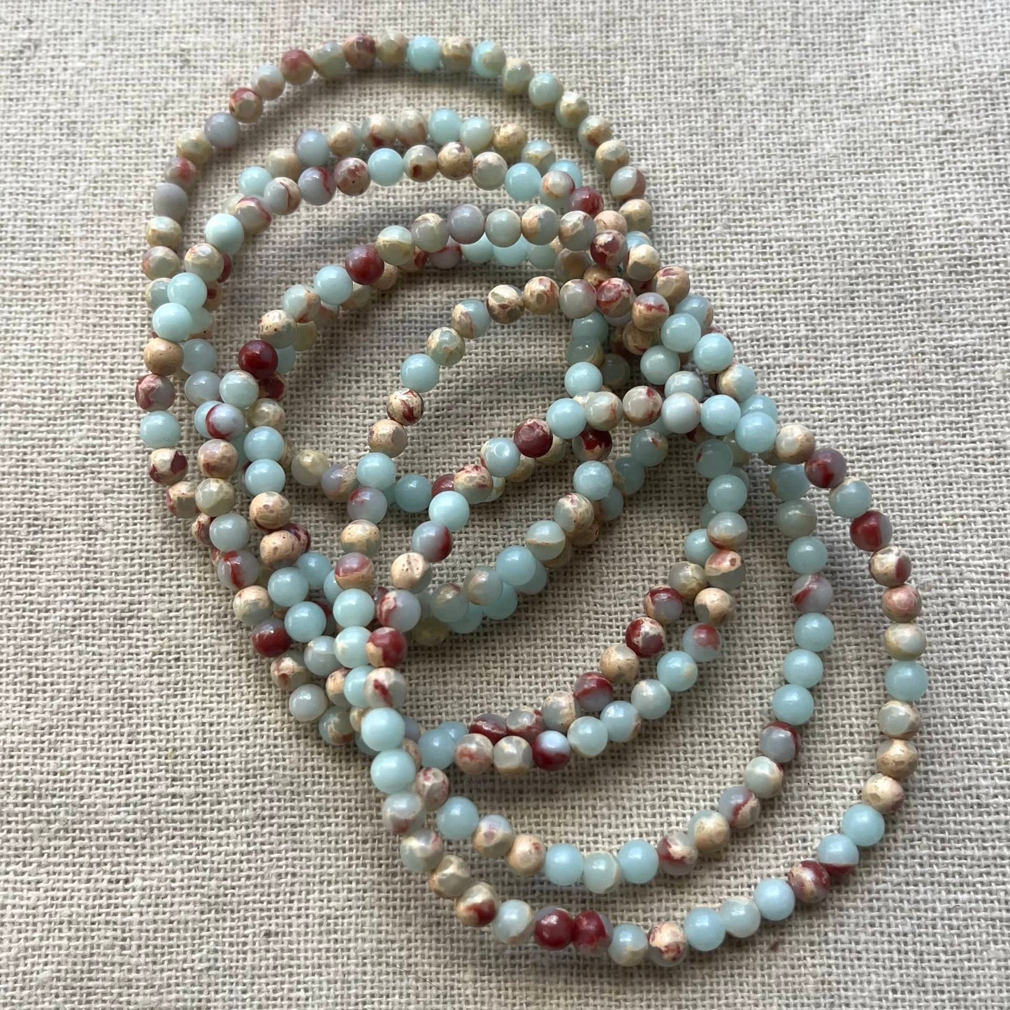 Blue Shoushan Stone 4mm Beaded Bracelet - Serenity