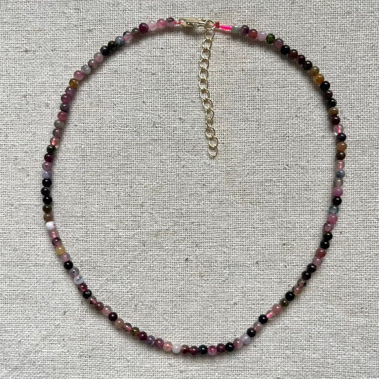 Rainbow Tourmaline 3mm Beaded Necklace - Balance
