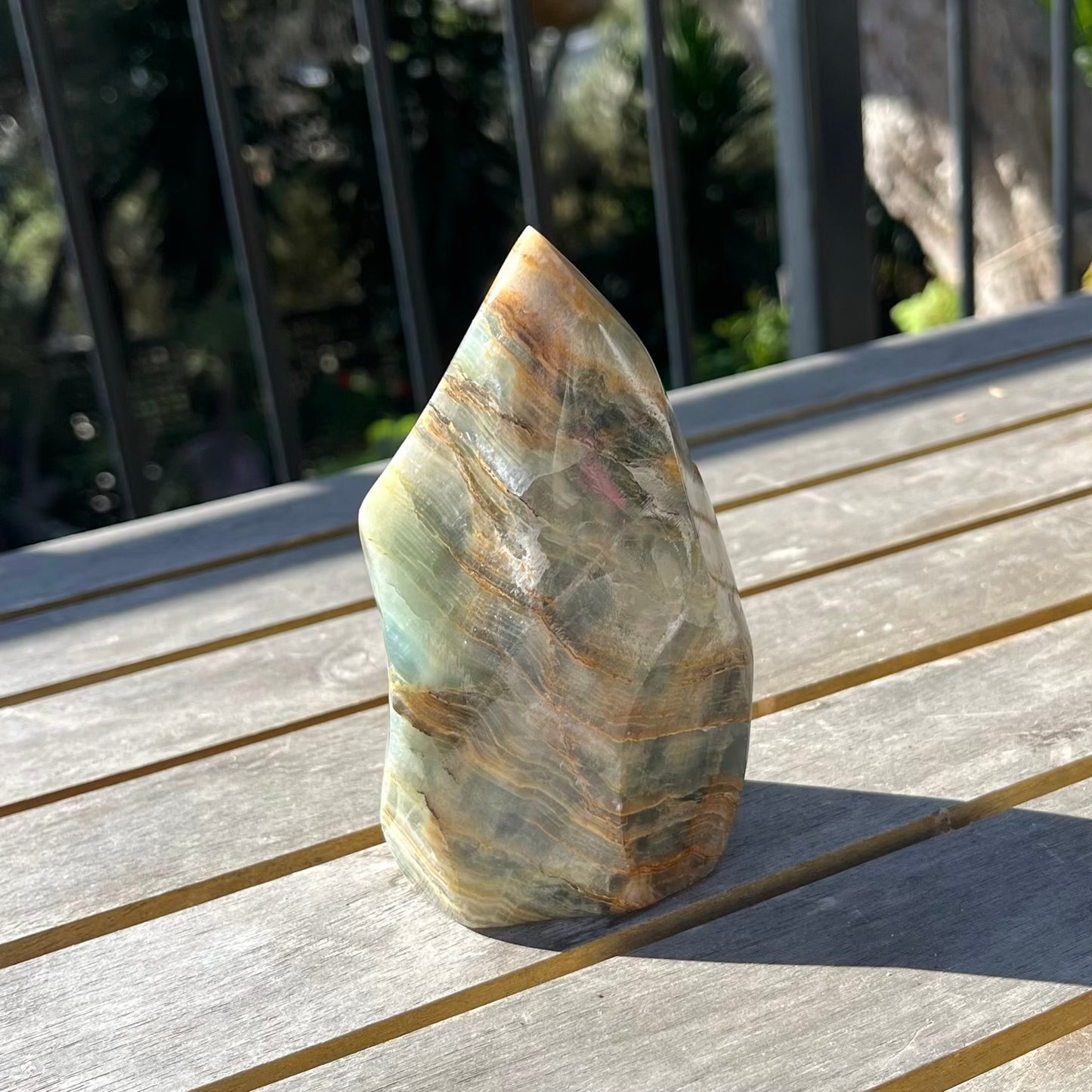 Blue Onyx Large Flame Crystal - Calm, Peace, Grounding