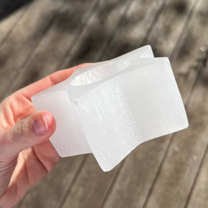 Selenite Star Tea-light Holder - High-Vibe, Cleansing