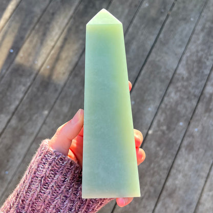 Green Aventurine Large Point Tower Crystal - Prosperity, Growth