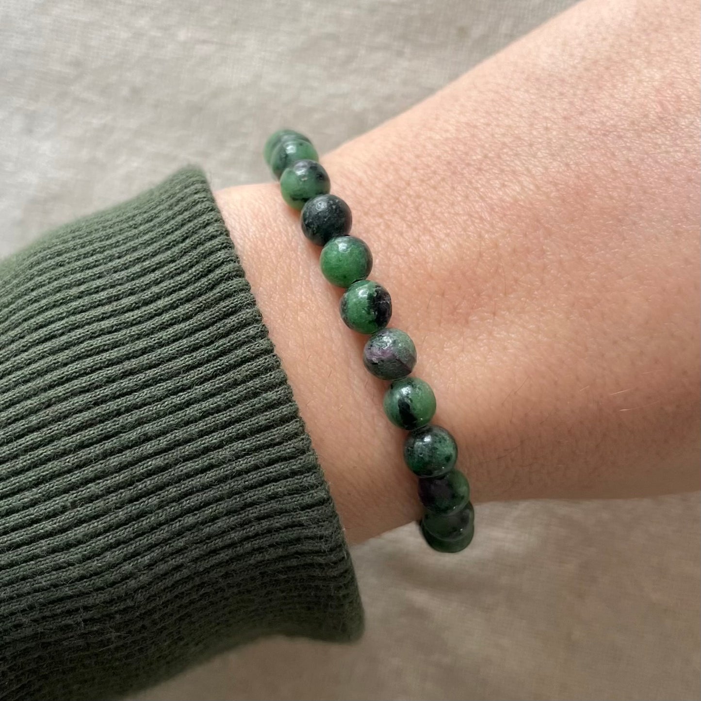 Ruby Zoisite 6mm Beaded Bracelet - Courage