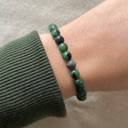 Ruby Zoisite 6mm Beaded Bracelet - Courage