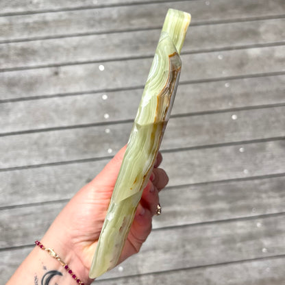 Green Onyx Large Leaf Crystal Dish - Protection, Grounding, Strength