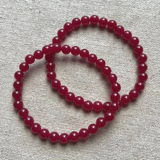 Ruby 6mm Beaded Bracelet - Empowering