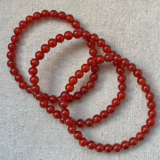 Carnelian 6mm Beaded Bracelet - Vitality