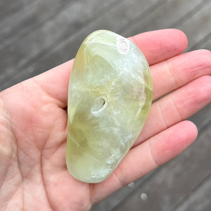 Prehnite Palm Stone Crystal - Protection, Emotional Healing