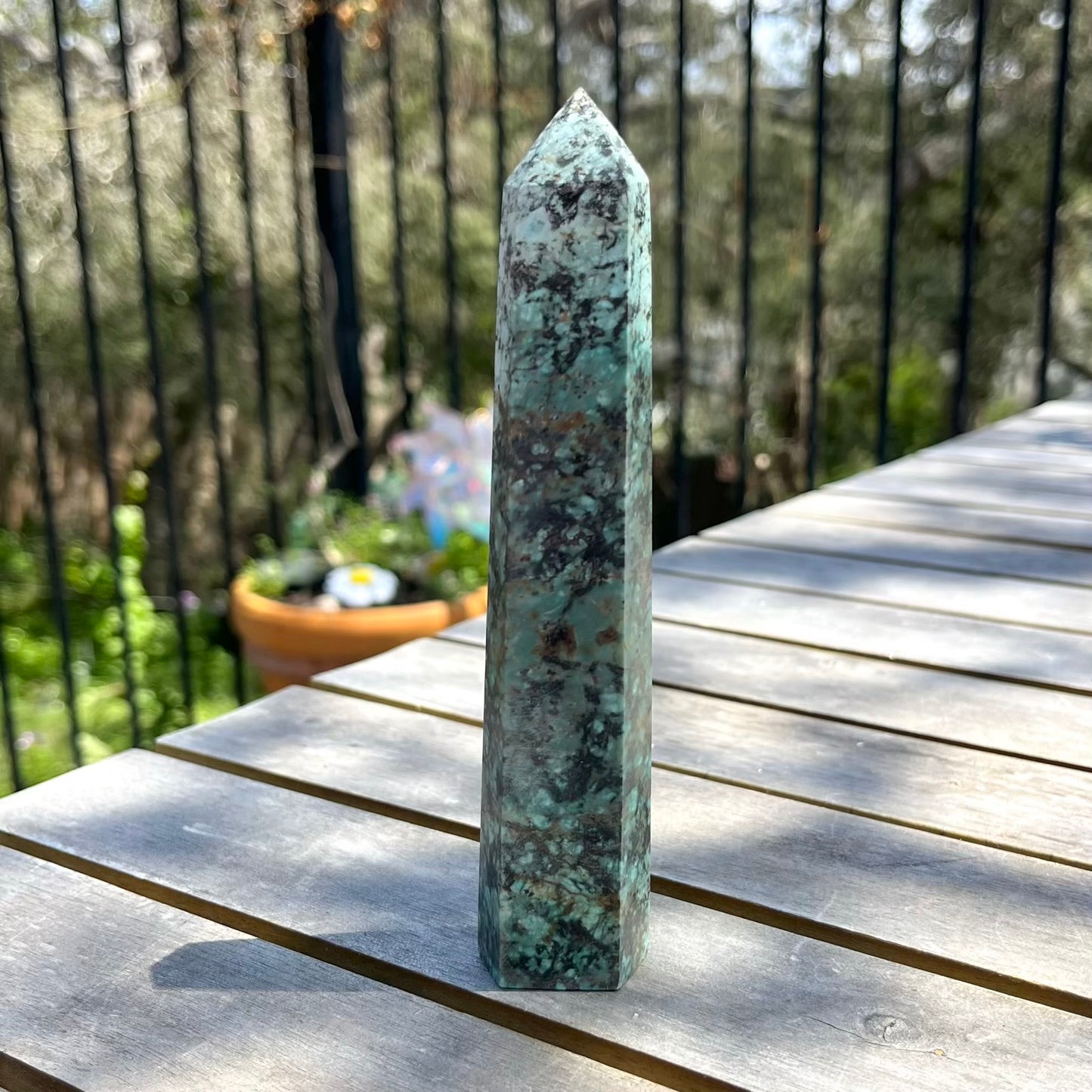 African Turquoise Medium Tower Crystal - Protective, Mystical, Transformative